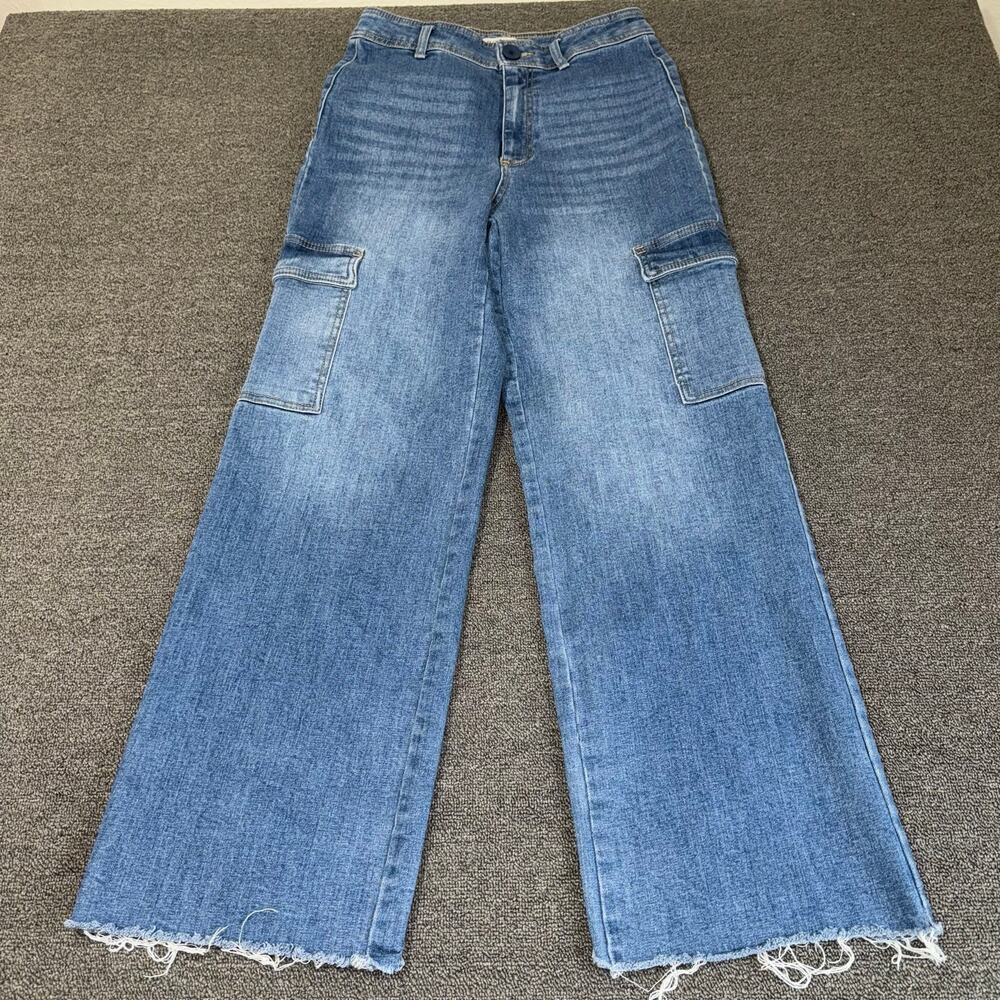 Oat New York High Rise Wide Leg Cargo Raw Hem Jeans Women's Size 8/29 Streetwear